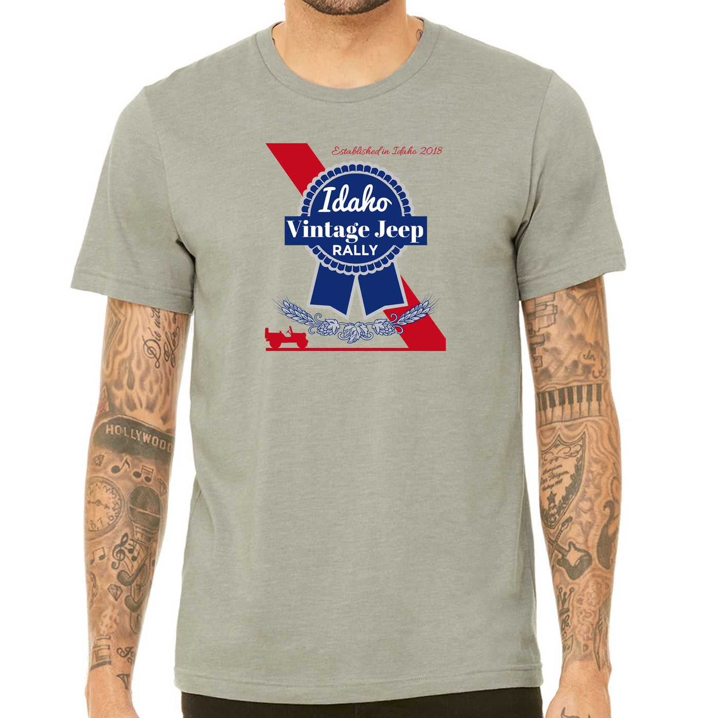 Idaho Vintage Jeep Rally Blue Beer Label T-Shirt