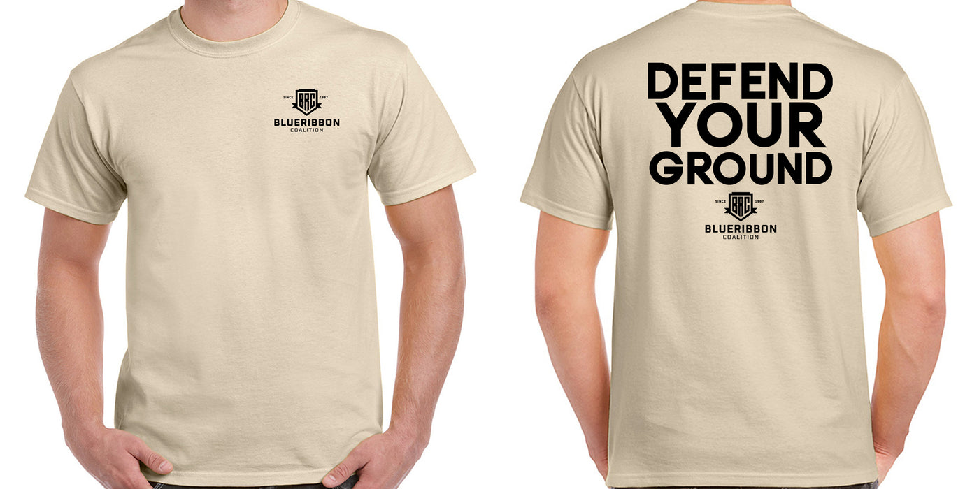 BlueRibbon Coalition DEFEND YOUR GROUND Sand T-shirt