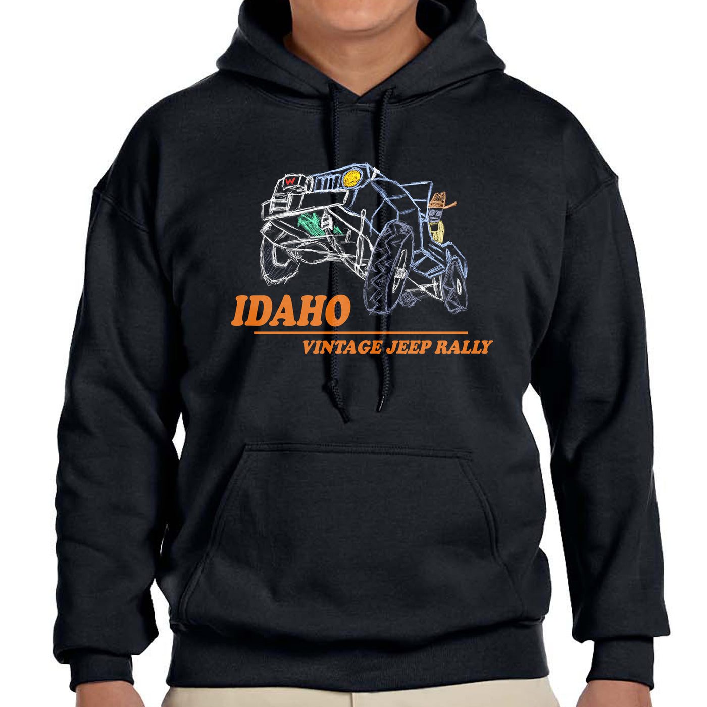 Idaho Vintage Jeep Rally Drawing Hoodie