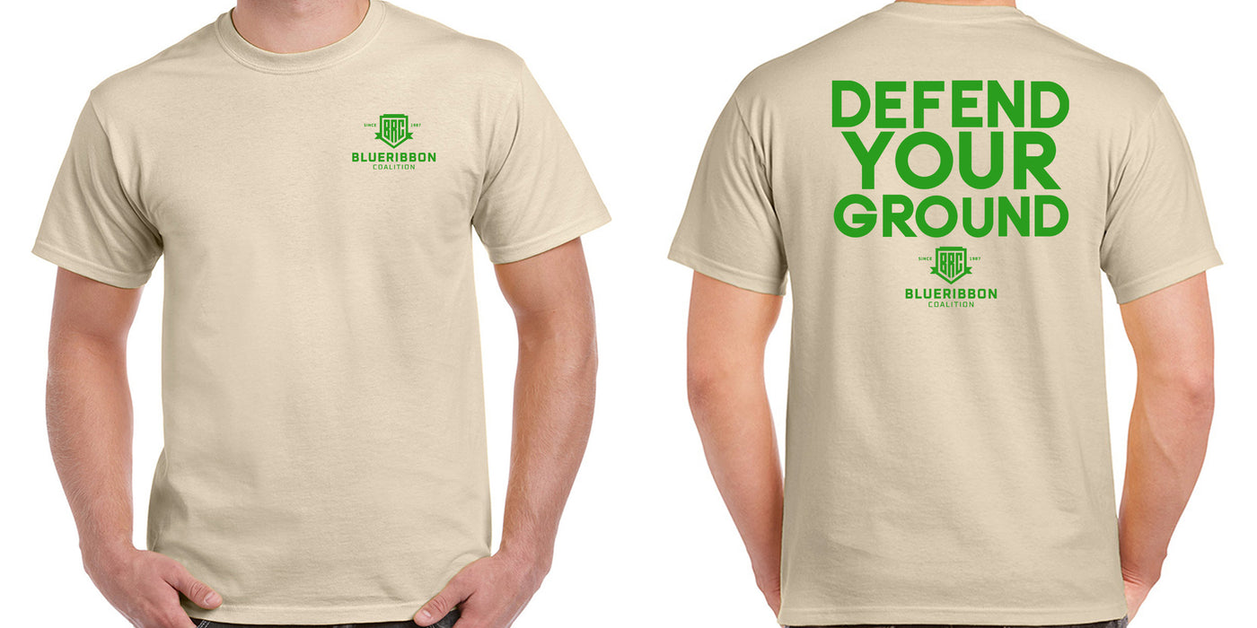 BlueRibbon Coalition DEFEND YOUR GROUND Sand T-shirt